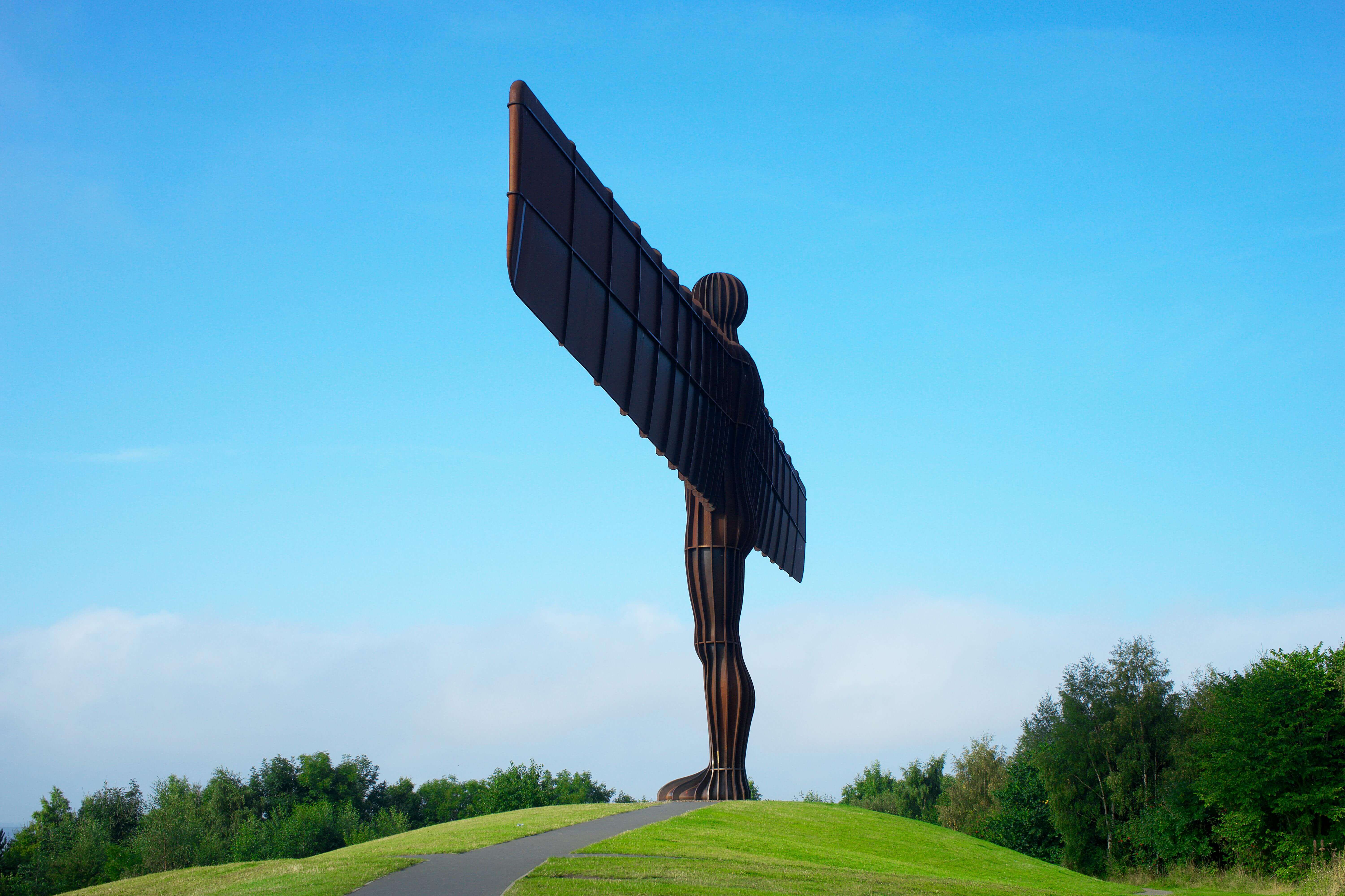 Angel of the North steel sculpture on hillside near Gateshead