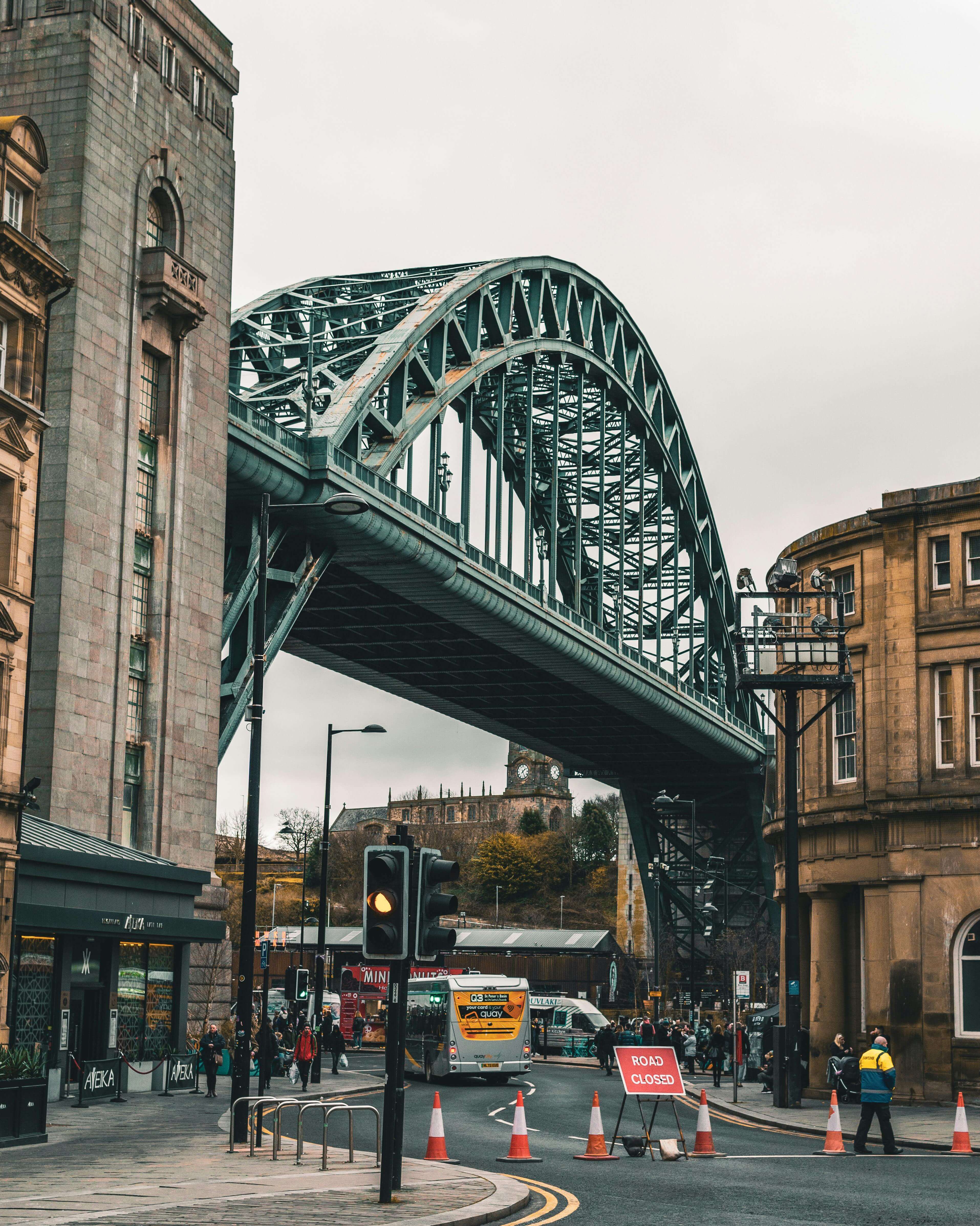 Tyne Bridge iconic green arch spanning the River Tyne in Newcastle